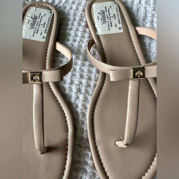 Kate Spade Napa Leather Penny Sandals in Parchment Color Size 10 New in Box - Picture 3 of 7